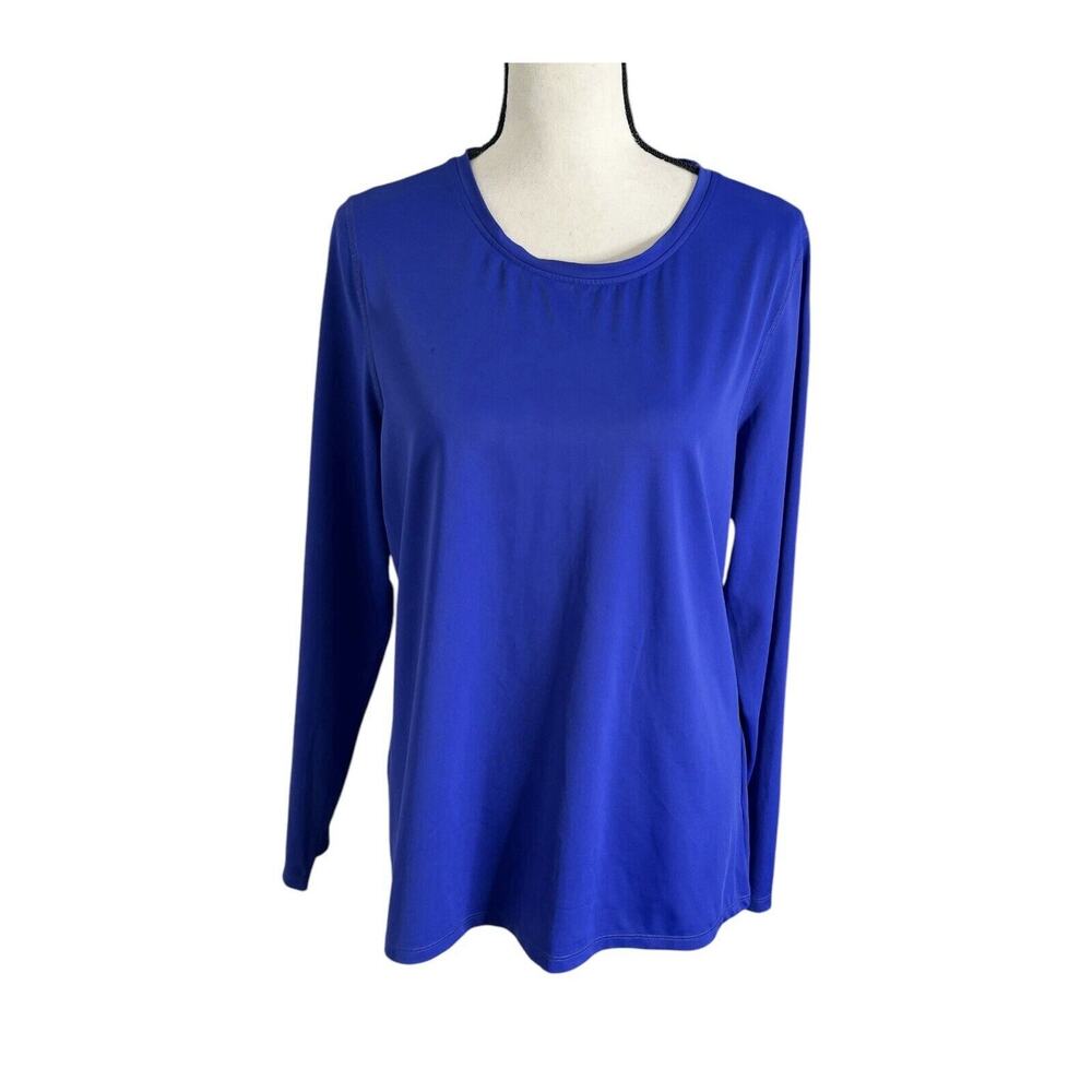 L.L. BEAN Women's L Reg Long Sleeves Dark Blue Scoop Neck‎ UPF Sweatshirt